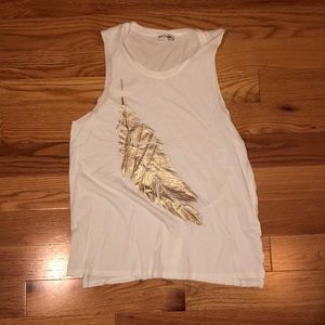 Bear dance tank top with gold feather